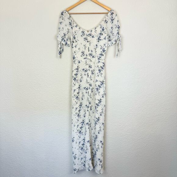 Reformation Meredith Maxi Dress in White Blue Floral Madeline Print - Picture 9 of 12
